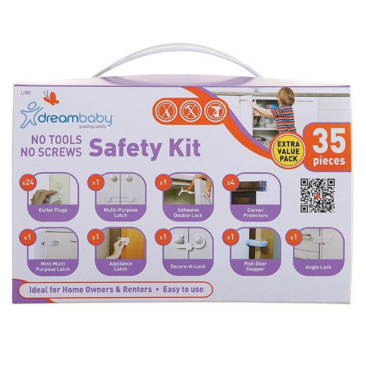 Dreambaby Child Safety Value Pack - Socket Covers, Appliance Latch, Multi-Purpose Latch, Angle Lock, Adhesive Double Lock, Secure-a-Lock, Corner Protectors, Fish Door Stopper