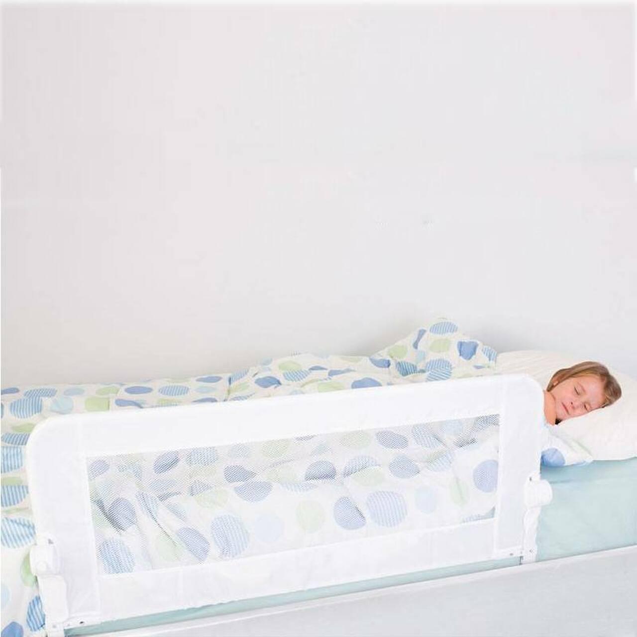 Dreambaby Maggie Bedrail - White, Fits Recessed, Flat & Slat Beds, Mesh, Foldable