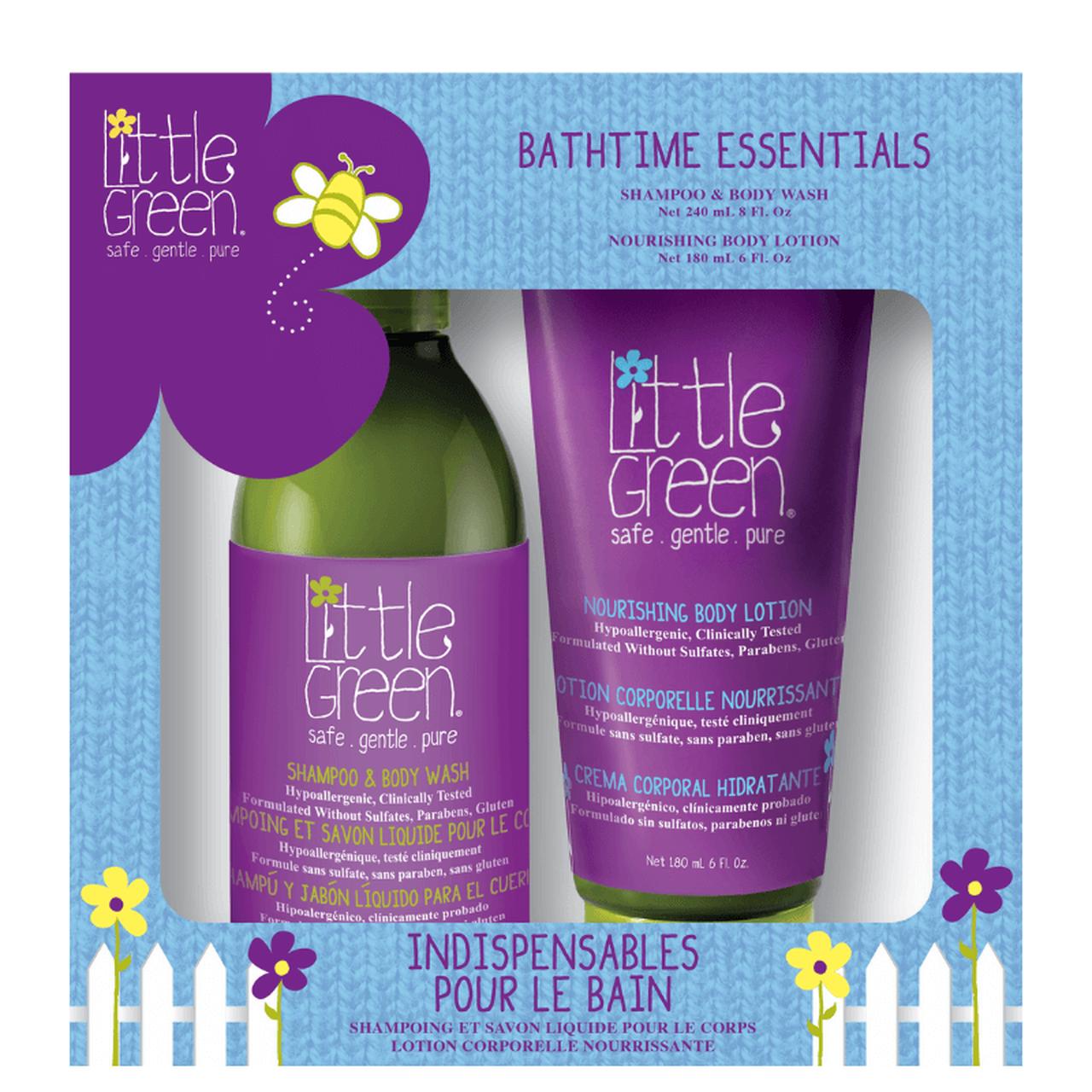Little Green Kids Bathtime Essentials Shampoo & Body Wash, Nourishing Body Lotion, Hypoallergenic, Clinically Tested