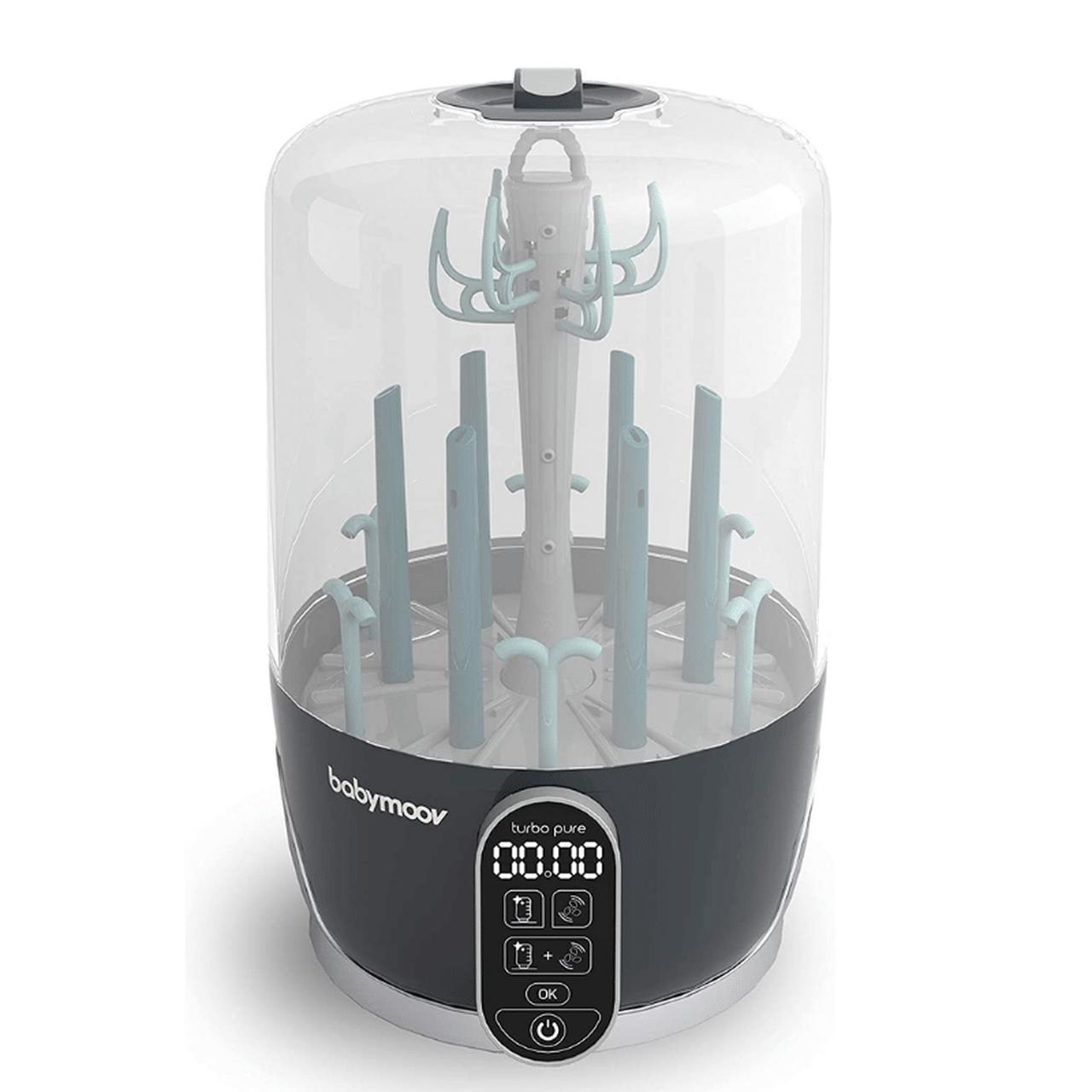 Babymoov Turbo Pure 3-in-1 Steriliser Dryer Purified Bottle Storage BPA-Free HEPA Filter Up to 6 Bottles 24hr Storage LCD Screen Lifetime Warranty