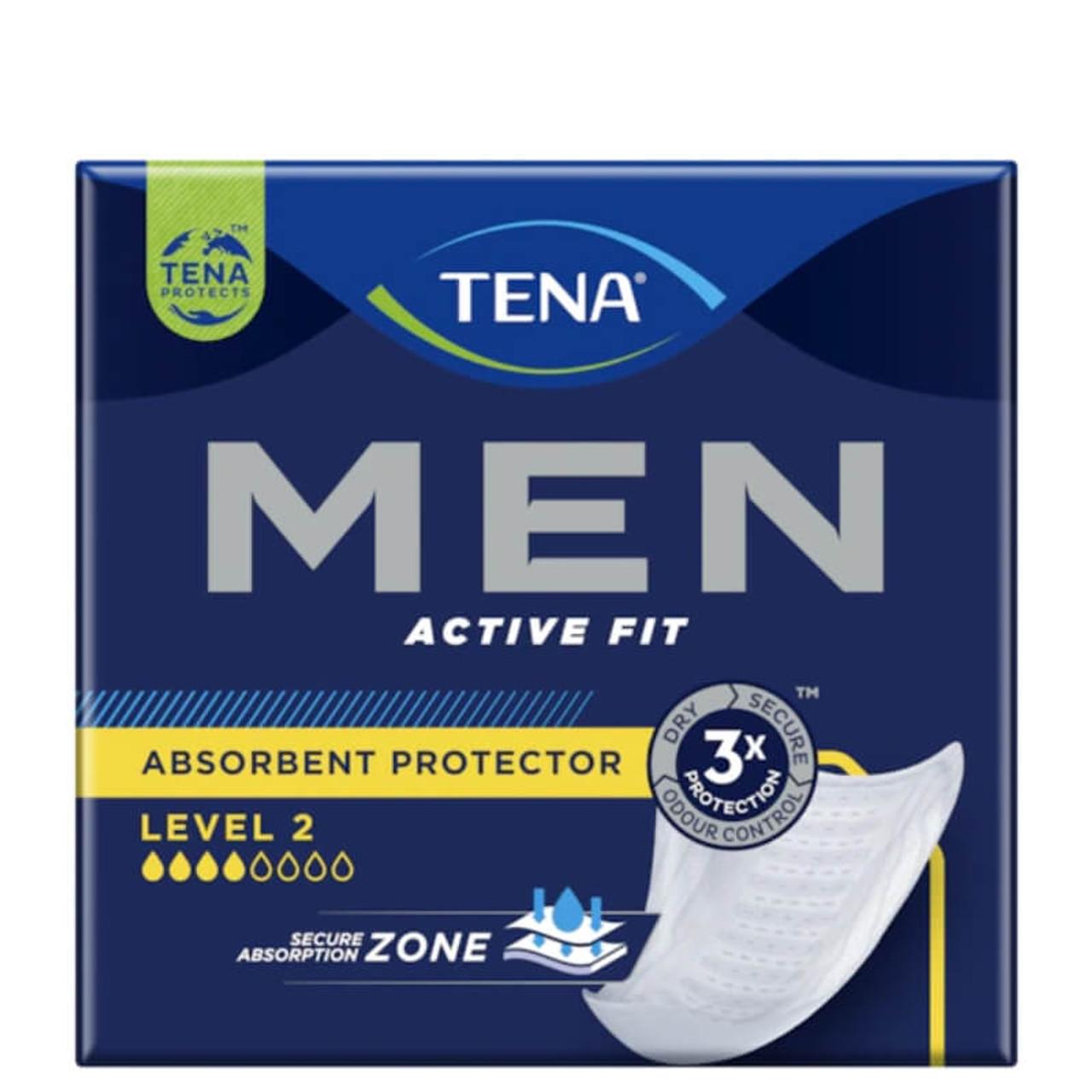 TENA Men Absorbent Protector Level 2 Pads 10 Pack - Secure Absorption Zone, Odour Control, Discreet