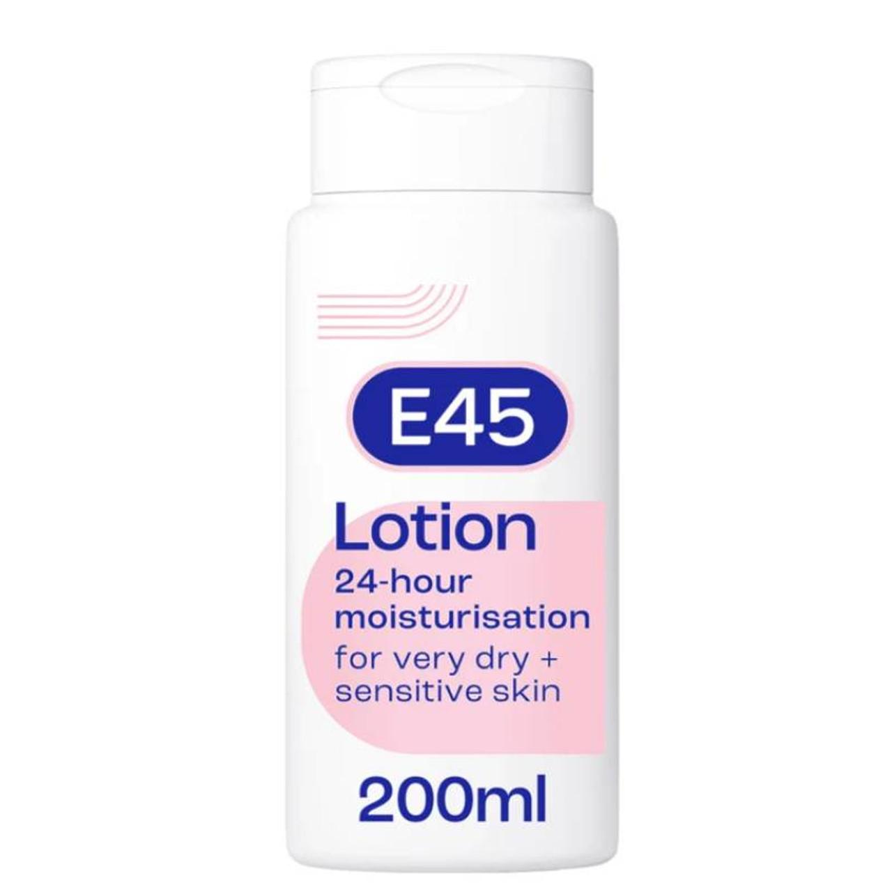 E45 Dermatological Moisturising Lotion, 200 ml, for Dry, Sensitive Skin, Perfume Free