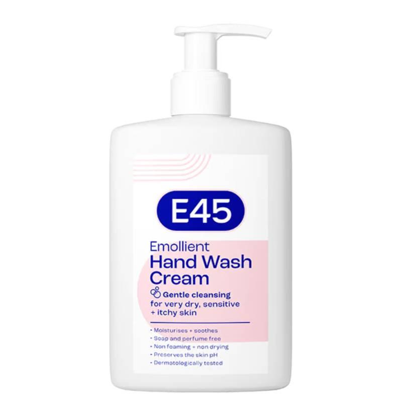 E45 Emollient Wash Cream 250ml - Gentle Cleansing for Dry, Sensitive, Itchy Skin - Dermatologically Tested, Non Foaming, Non Drying, Soap Free, Perfume Free