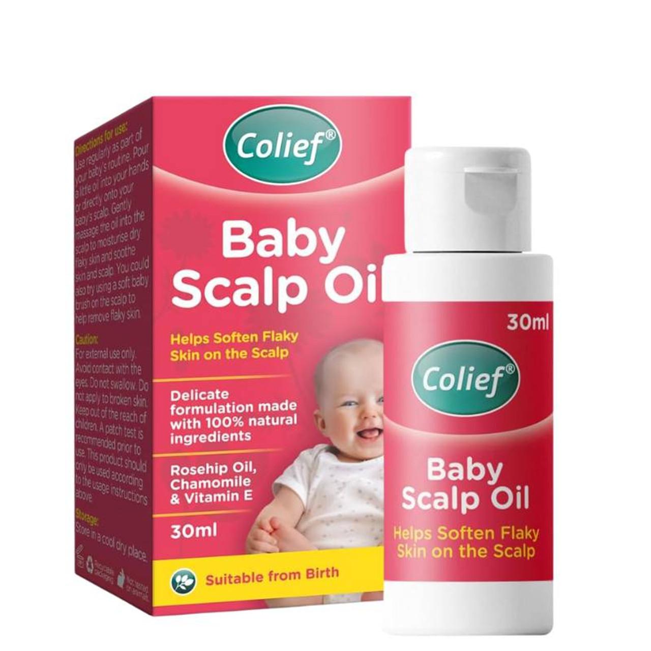 Colief Baby Scalp Oil 30ml Soothing, nourishing oil, Naturally Derived Product, Helps Soften Flaky Skin on the Scalp, Contains Rosehip Oil, Chamomile & Vitamin E