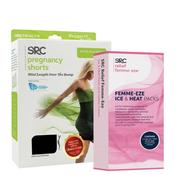 SRC Pregnancy Shorts Mini Over the Bump + Femme Eze Heat &amp; Ice Pack - Black