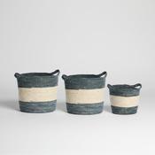Cream and Blue  Basket in 3 Sizes image