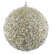 Sequin Cream and White Beaded Bauble