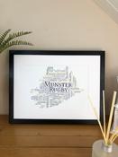Munster Rugby Clubs With Logo Map Irish Themed Print