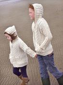 CHILDRENS HOODED ZIP ARAN STYLE CARDIGAN WITH POCKETS