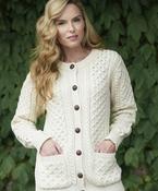 Traditional Irish Buttoned Knitted Aran Cardigan