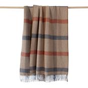 Merino Wool Cashmere Throw Camel Rust Brown Grey Check Herringbone Ref 1436 image