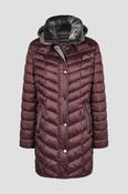 Barbara Lebek Burgundy Quilted Winter Coat with Detachable Faux Fur Collar &amp;amp; Hood – 10430062