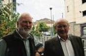 CHRIS COWLEY, BORN 1938 AND JONATHAN FISHER, BORN 1944, BOTH HEADS OF SCHOOL, KEVIN STREET