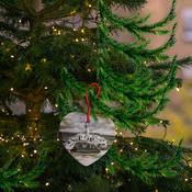 Donegal Ceramic Christmas Decorations Heart Fanad Lighthouse in The Snow. image