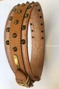Large Tan Leather Studded Dog Collar image