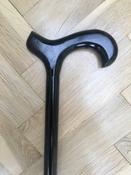 Strong Black Walking Stick with Derby Handle and Rubber Ferrule image
