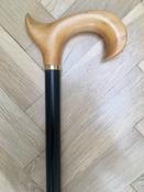 Strong Beech Walking Stick with Black Shaft and Natural Derby Handle image