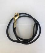 Extra Strong Black Leather Dog Lead with Heavy Brass Hook image