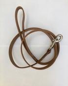 Strong Tan Leather Dog Lead with Sturdy Steel Hook image