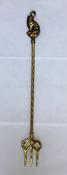 Solid Brass Toasting Fork With Cat Head