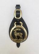 Single Horse Brass on Black Leather Backing