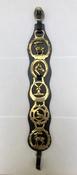 5 Horse Brasses On Black Leather Strap