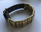 Black Leather Wristband with Brass Loops