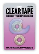 PACK OF 2 CLEAR TAPE WITH DISPENSER