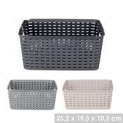 ASST. COLOURS PLASTIC STORAGE BASKET