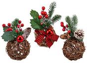 3 ASST. 16CM BERRIES AND CONES DECORATED TREE BALL image