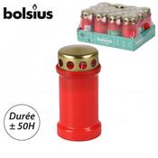 RED PLASTIC 50 HOUR GRAVE CANDLE WITH COVER