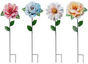 METAL FLOWERS 4 ASST. GARDEN STAKE 