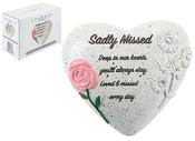 SADLY MISSED MEMORIAL HEART WITH DECORATION