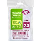 24 PCE CLEAR PLASTIC CUTLERY SET image