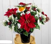 POINSETTIA WITH ROBIN GRAVE POT image