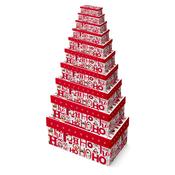 SET OF 10 HO HO HO OBLONG GIFT BOX image