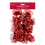 12 PACK RED METALLIC BOWS AND 2 RIBBON SET image