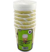 6 PACK HOT DRINK CUPS WIT LIDS