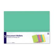 5 PACK A4 DOCUMENT WALLETS