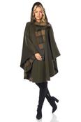 Knee Length Cape in Double-Face Cloth with Convertible Hood image
