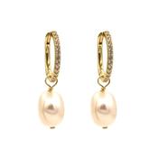Huggie Hoops with Droplet Pearl charm image