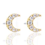 Crescent Moon Crystal Gold  Filled Studs image