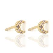 Crescent Moon Crystal Gold Filled Studs image