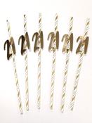 21st Birthday Gold Straws Pack of 6 image