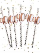 40th Birthday Rose Gold Straws image