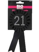 Black 21st Birthday Bling Badge