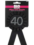 Black 40th Birthday Bling Badge