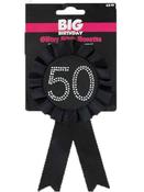 Black 50th Birthday Bling Badge
