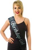 Black Diamante Birthday Girl Sash