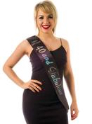 Black Satin And Diamante 40th Birthday Sash